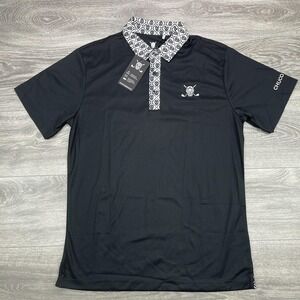Chuco Golf Polo Shirt Mens Small Black Melton Sport Skull Collar Performance